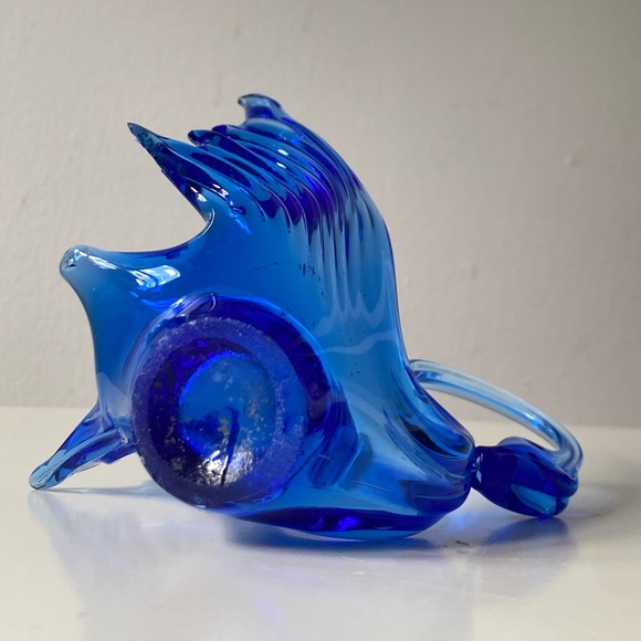 Vintage Cobalt Blue Hand Blown Art Glass Murano Style Swan Sculpture - Picture 13 of 16